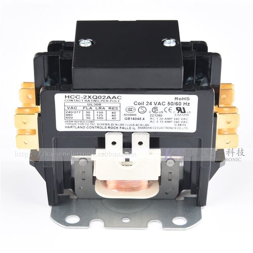 24V 30A HCC-2XQ02AAC UL CSA CUL 工业风扇筒扇用双极交流接触器