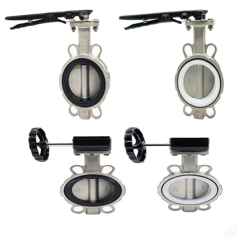 手柄对夹式不锈钢304乙丙四氟蝶阀D71X/F4-16P耐腐蚀耐高温DN50