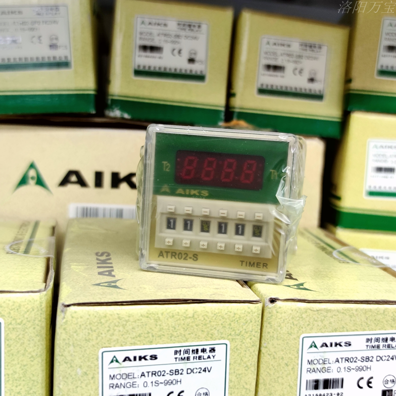 原装AIKS爱克斯循环时间继电器ATR02-SB2电压DC24V带座0.1S-990H