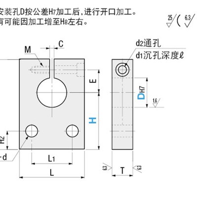 导向轴支座 侧面安装孔型 开口型SHYB SHYM SHYS SHYA SHYA16