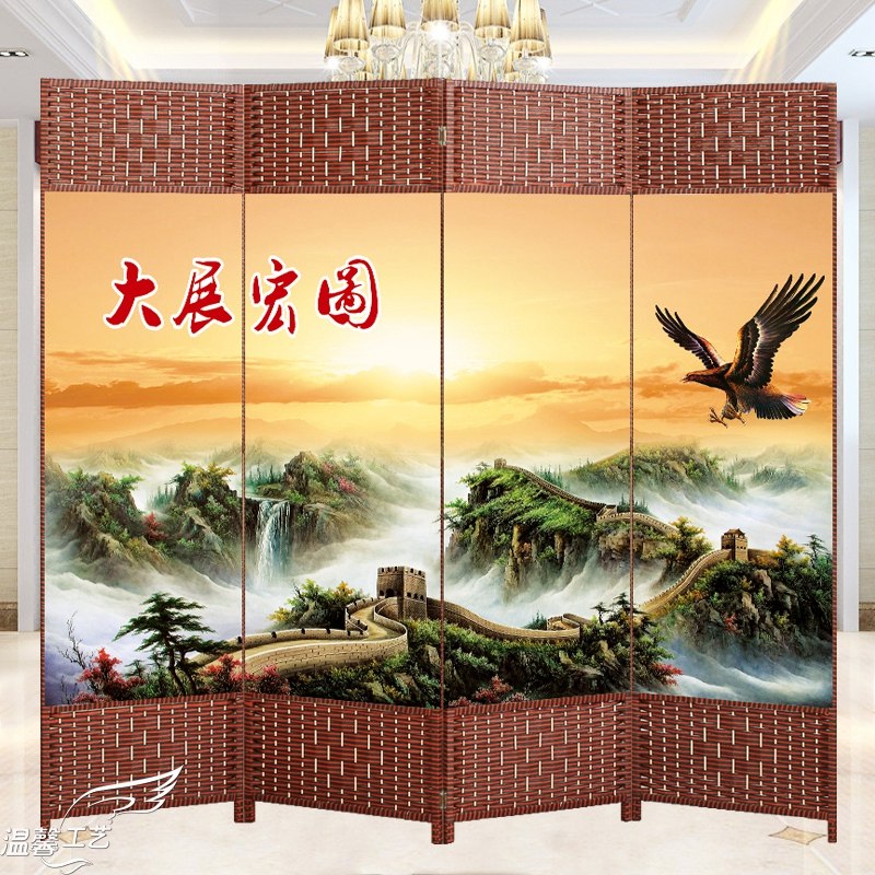 简约屏风隔断墙卧室客厅家用装饰可移动玄关推拉防水现.代布艺门
