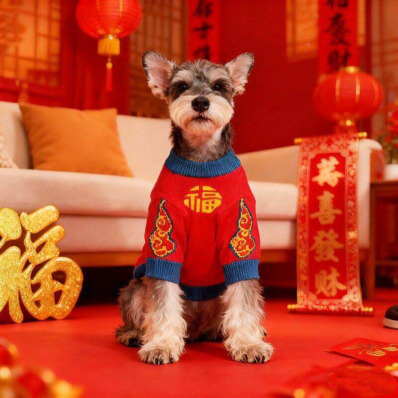 纳新年狗狗衣服法巴哥胖狗马年新年装泰迪雪喜678庆毛斗衣过年冬
