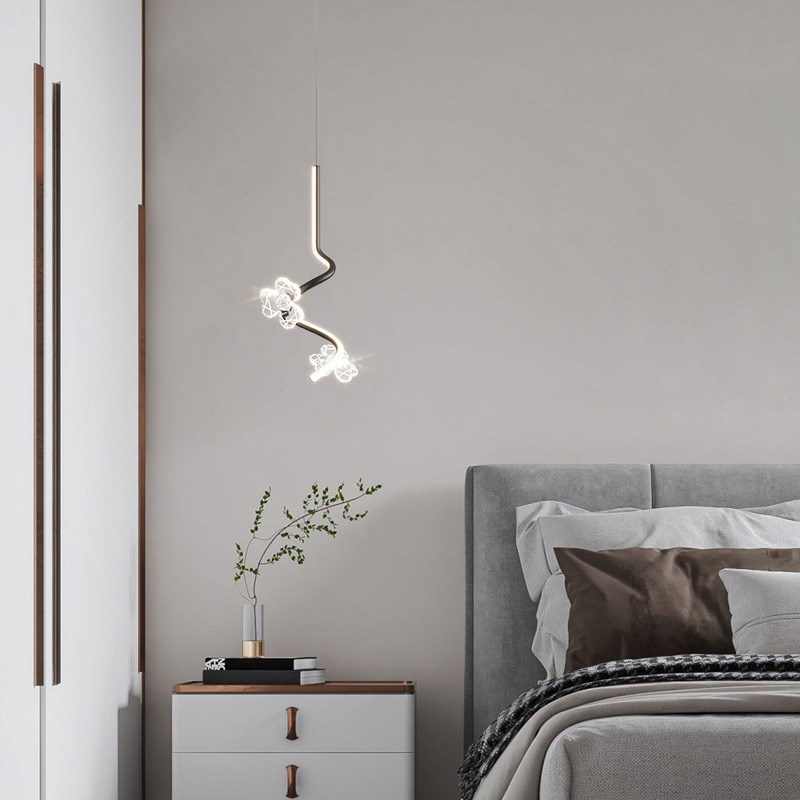创意花朵卧室床头吊灯2024网红现代简约轻奢氛围主卧床头吊线灯饰