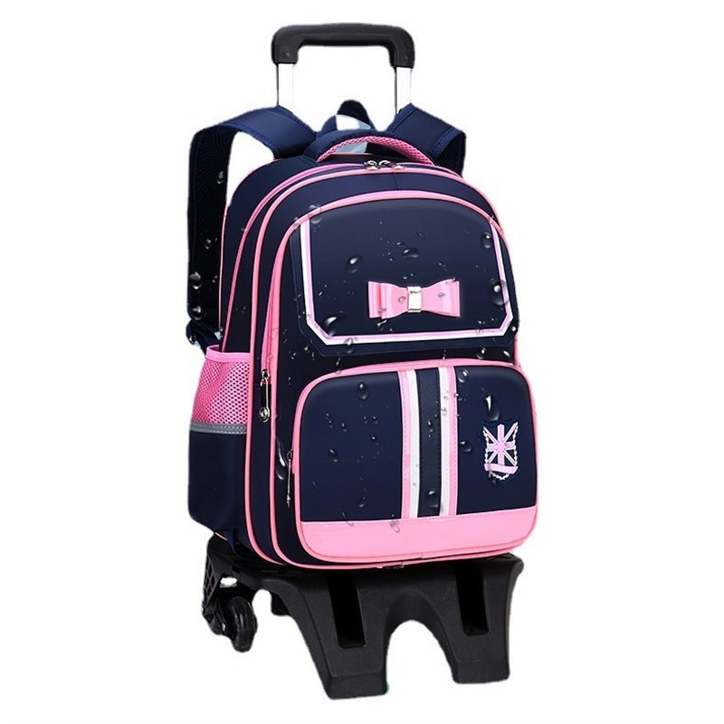儿童六轮拉杆书包男女生1-3-6年级背拉两用可拆卸爬楼小学生书包