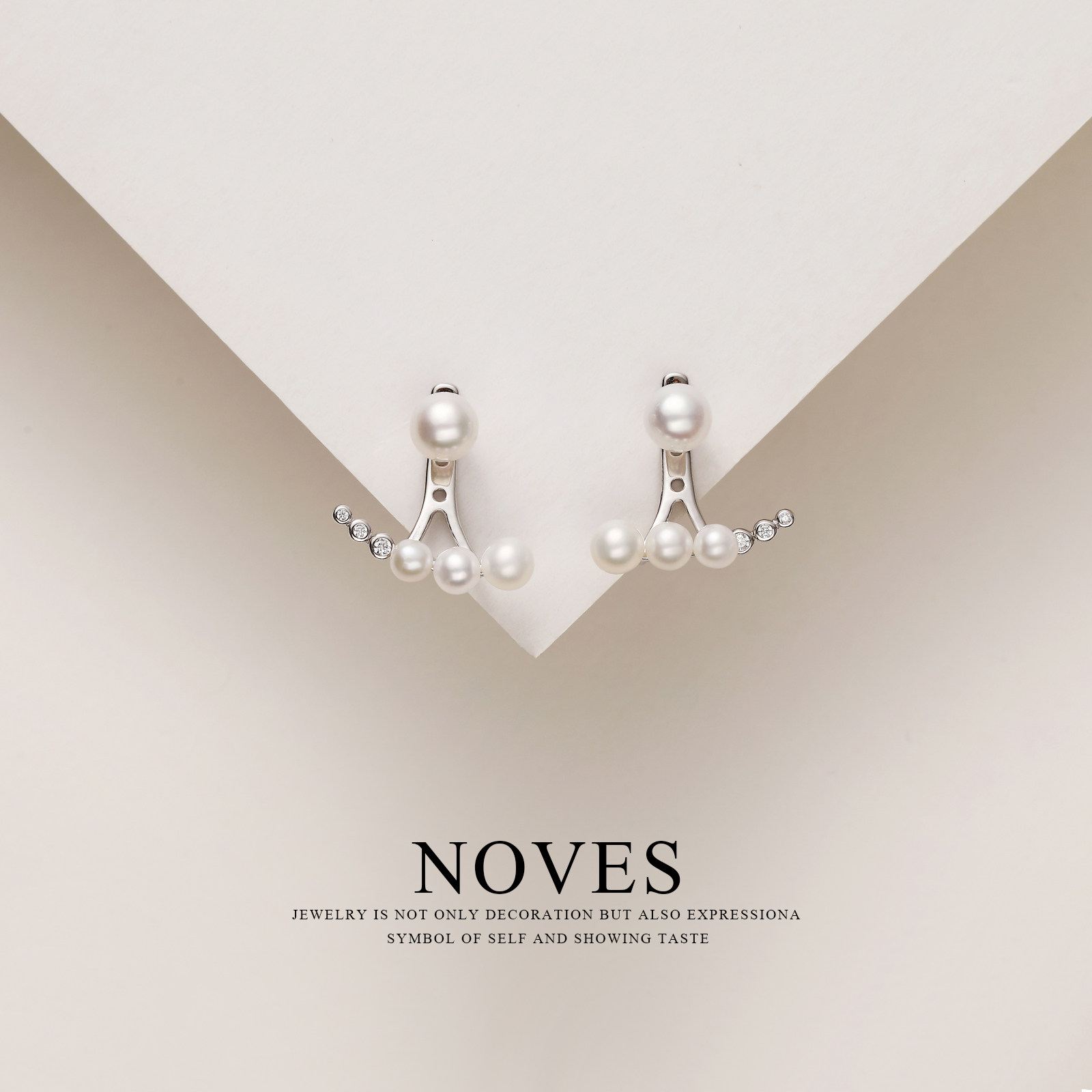 NOVES浮云悬浮珍珠耳钉一款多戴