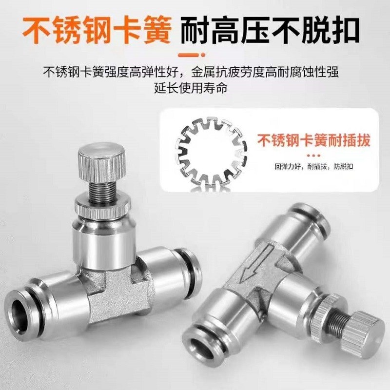 304不锈钢气动气管快速接头调速阀节流阀SL6-01/8-02/10-03/SA8