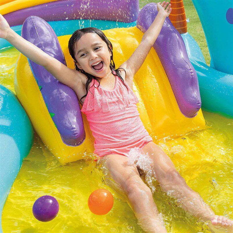 INTEX57135恐龙喷水池充气海洋球池婴幼儿戏水池游泳池加厚钓鱼池