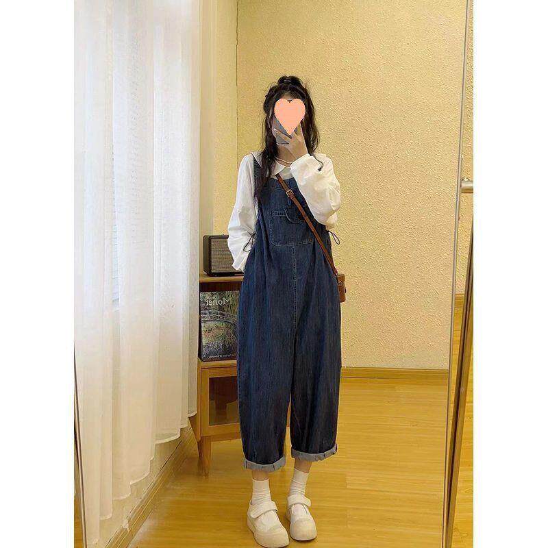 网装牛仔孕妇背带红裤kgqodgNN女工学生松韩版宽春夏新款连体阔腿