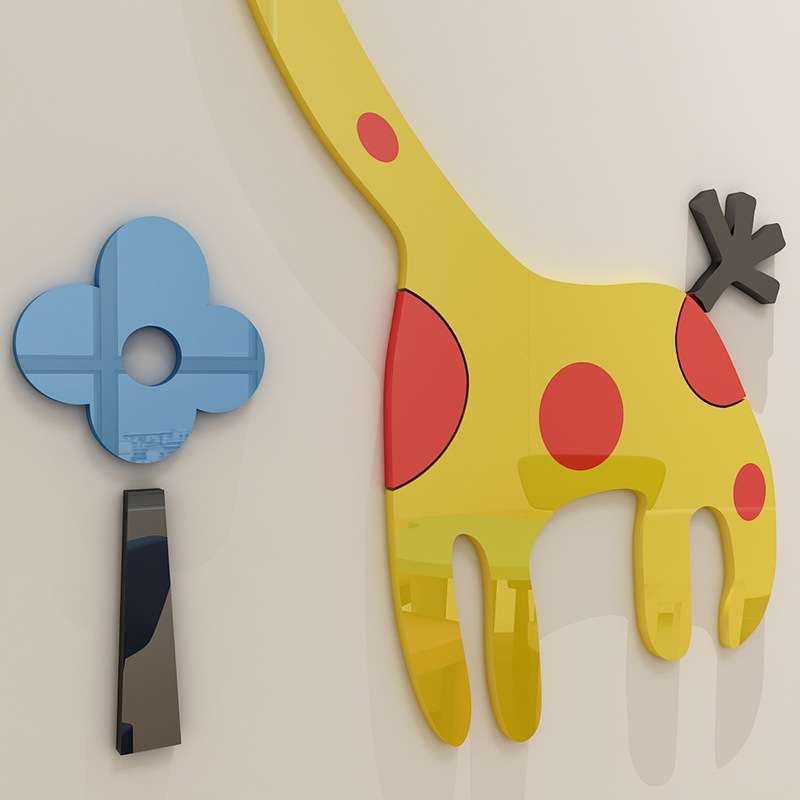 长颈鹿学校幼儿园卡通创意3d亚克力立体墙贴墙面装修装饰墙画动物图片