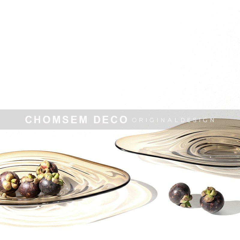 设计师严选简约现代玻璃水果盘客厅茶几餐桌面创意托盘收纳盘摆件