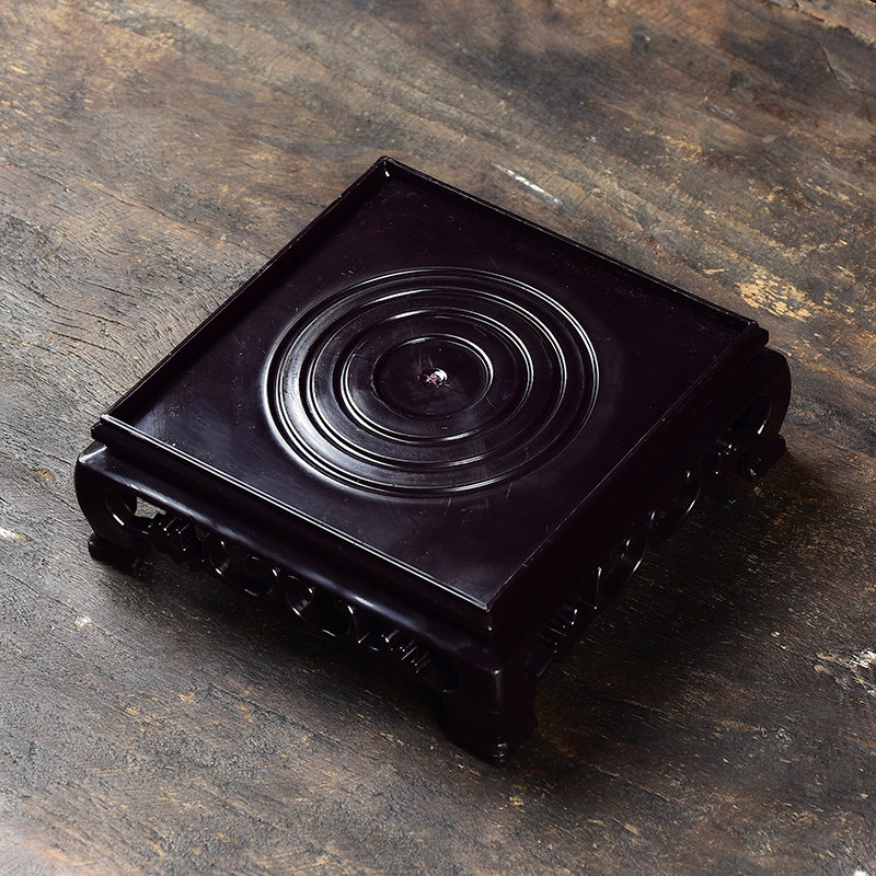 塑料底座花盆托盘底托圆形底座加厚底盘中国风方形奇石摆件大号