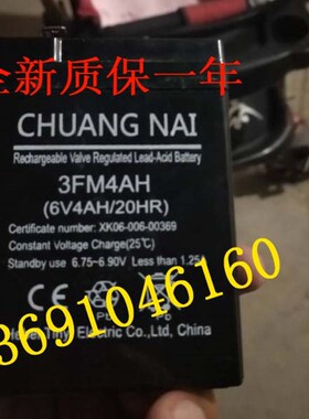 CHUANG NAI蓄电池3FM4AH (6V4AH/20HR)XK06-006-00369童车用电瓶