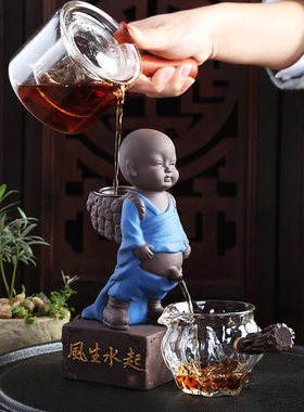 茶宠物变色可养小和尚紫砂茶壶创意喷水尿童子撒尿娃茶桌摆件高档