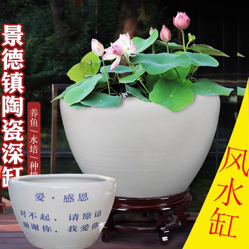 定制特大号景德镇陶瓷器白色睡莲碗莲荷花乌龟风水鱼缸养鱼盆锦鲤,3C数码配件,USB多功能数码宝,淘宝优惠券,粉丝福利购,淘宝优惠卷