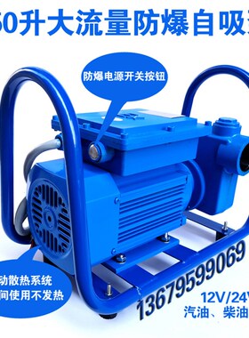 无刷防爆抽油泵12V24V大流量180升防爆加油泵1.5寸自吸汽油抽油泵