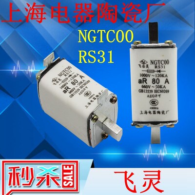 上海陶瓷厂NGTC00 NGTC1 NGTC2 RS34 RS31 RS32 RS33快速熔断器6A