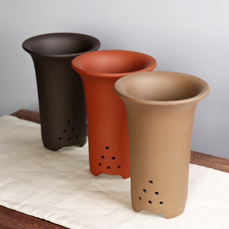 蔓木人紫砂宜兴紫砂花盆兰花盆春兰建兰古典中国风素面精品手工盆