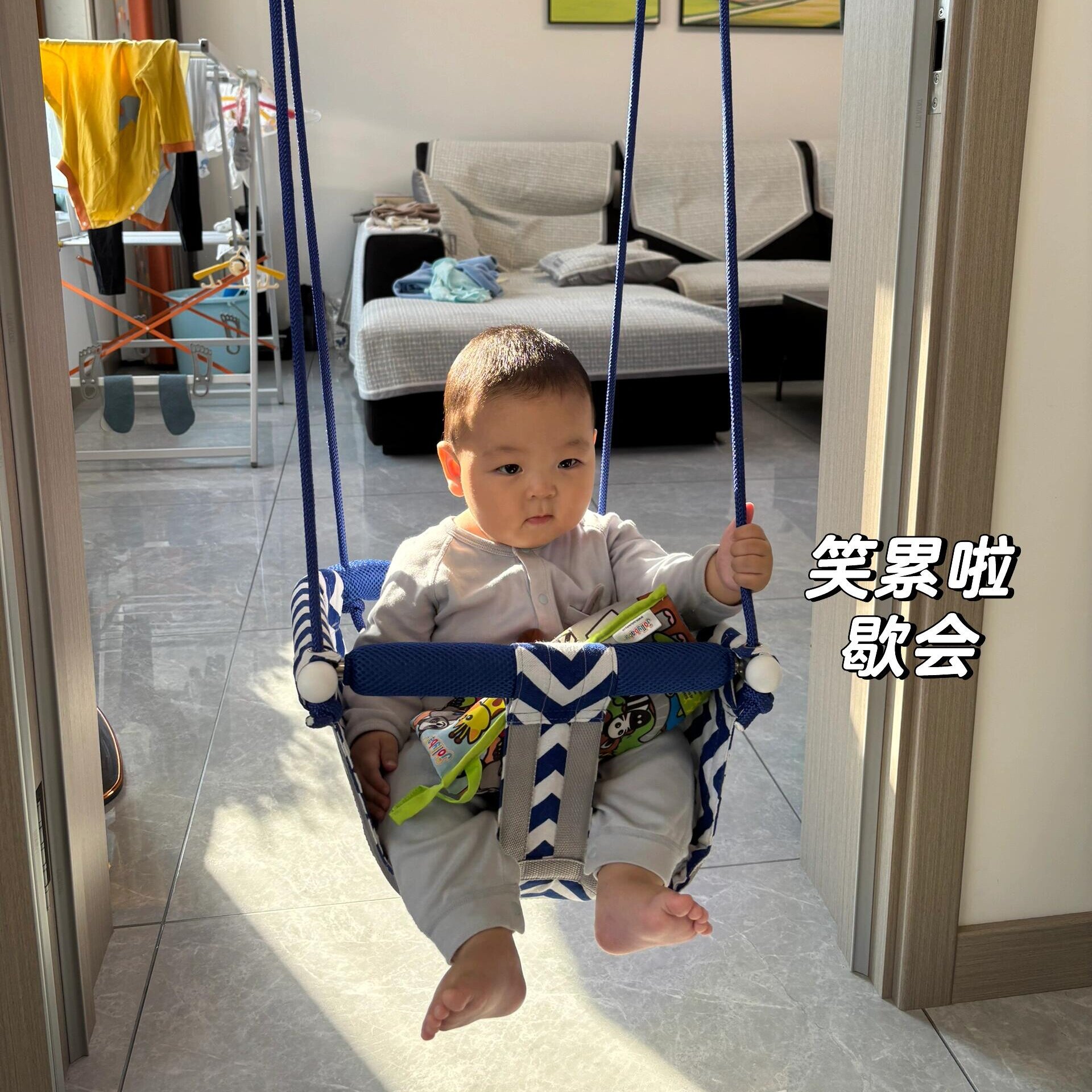 小孩子荡秋千室内可调节便捷家庭单人吊绳秋千室内家用简易免打孔