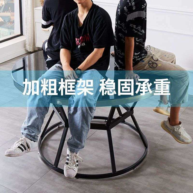 火锅桌家用餐桌钢化玻璃转盘带电磁炉简易家庭酒店圆桌轻奢卫生间