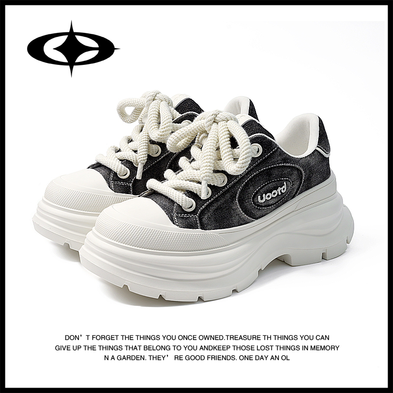 UooTd时尚厚底增高帆布鞋