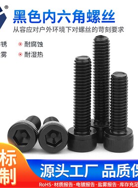 3x43x55黑色防锈内六角螺丝 304不锈钢高盐雾螺丝 达克罗DIN912