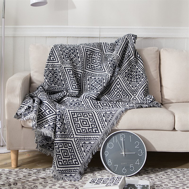 回纹格简约家居装饰线毯沙发巾沙发套防尘罩全盖休闲毯现货