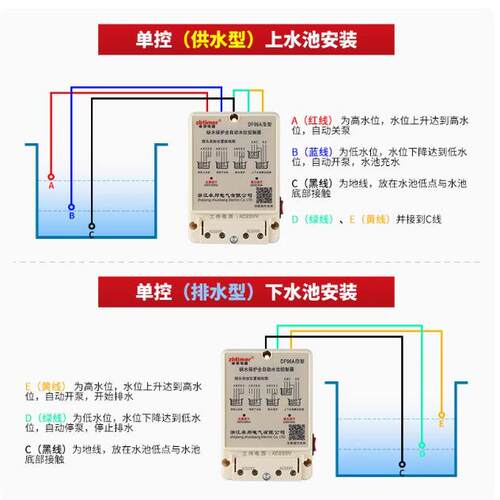 DF96A/B水塔抽排水位全自动控制器水泵液位继电器220v浮球上水箱