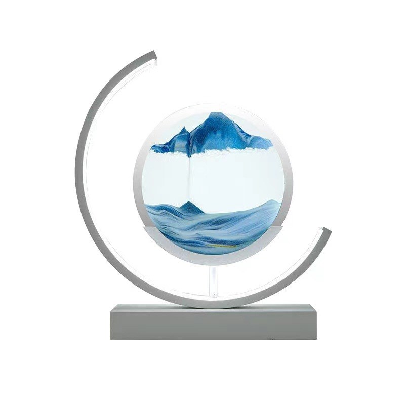 国风山水流沙画摆件创意沙漏办公桌客厅卧室轻奢灯家居酒柜装饰品