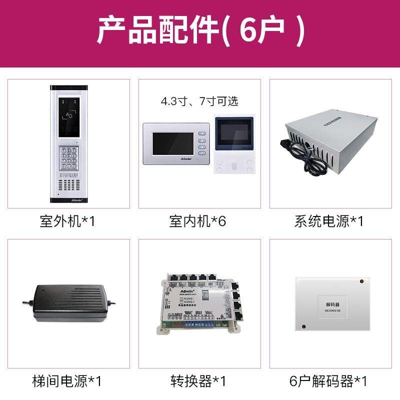人脸识别楼宇对讲门禁系统可视门铃套装小区单元网线多芯线高清