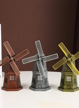 金属荷兰风车摆件书柜酒柜装饰品创意客厅欧式桌面风车小摆饰礼品