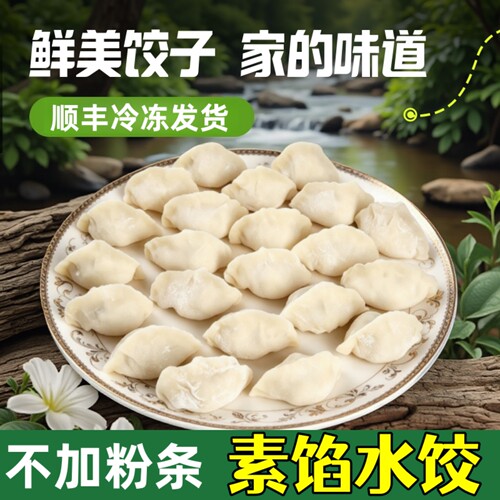 手工素馅水饺荠菜茴香全素馅煎饺蒸饺素食素饺子顺丰包邮不含粉条