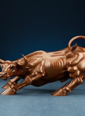 铜欣祥 紫铜牛摆件《旺市牛》家居铜工艺品 客厅落地装饰品