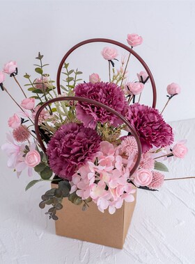 设计森绘梨佳康乃馨提篮套装仿真花婚庆手捧花束墙饰玫瑰CF01470