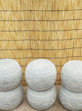 石雕柱顶石墩子空心石鼓柱础柱脚底座麻石青石柱墩石仿古祥云实心