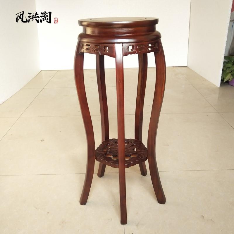 木头花架子单个实木质客厅高落地花几绿萝圆形简约现代室内矮包邮