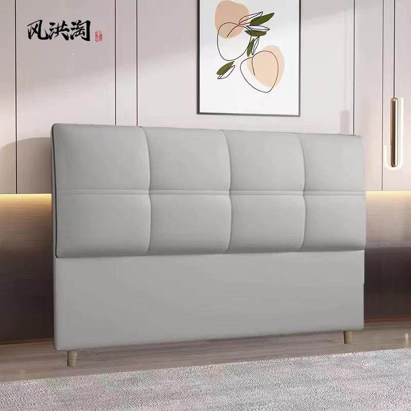 新款2024轻奢单买卖实木软包床头板简约现代落地科技布公主靠背板