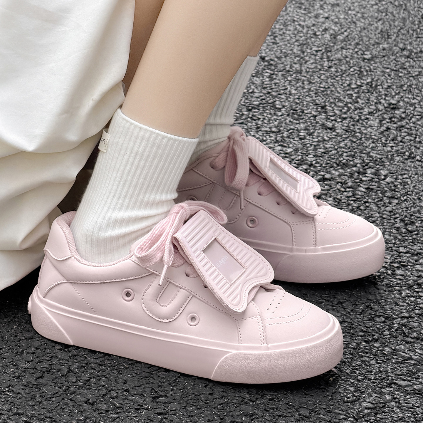 luagain明星同款女鞋厚底板鞋