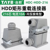 台邦矩形重载连接器航空插头工业插头HDD 216 01侧出216芯冷压10A