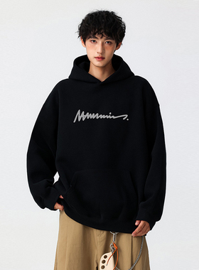 追素TS秋季2025新款男生美式重磅宽松套头卫衣男士休闲情侣外套潮