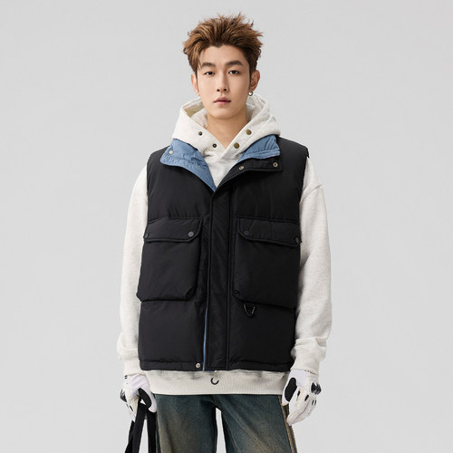 追素TS立领羽绒服马甲90鸭绒工装