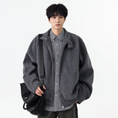 重磅毛呢休闲夹克男士 男生美式 宽松立领外套 2025新款 追素TS秋冬季