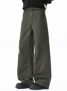 追素TS秋冬季2025新款男生美式工装水洗休闲裤男士宽松直筒阔腿裤