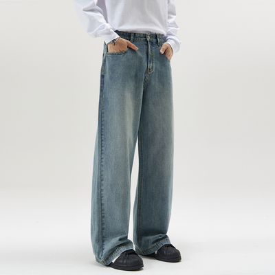 追素TS直筒牛仔裤宽松复古水洗潮