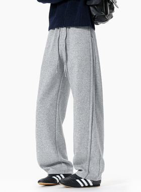 追素TS直筒卫裤2025秋冬新款男生美式运动休闲裤宽松抽绳松紧腰潮