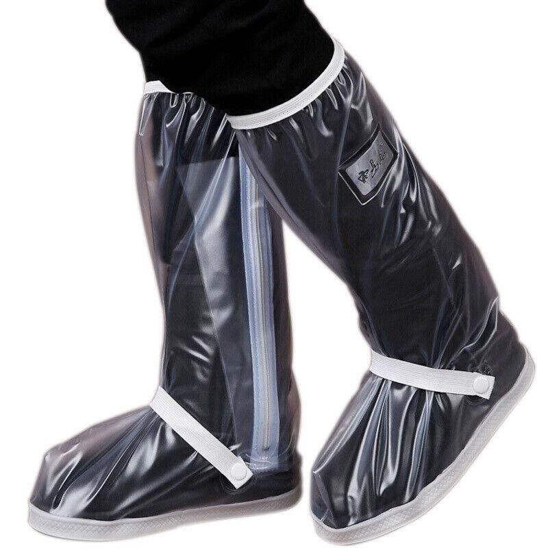 防雨鞋套加厚橡胶底高筒防水鞋套男加厚鞋套男骑行外出旅行黑色XL