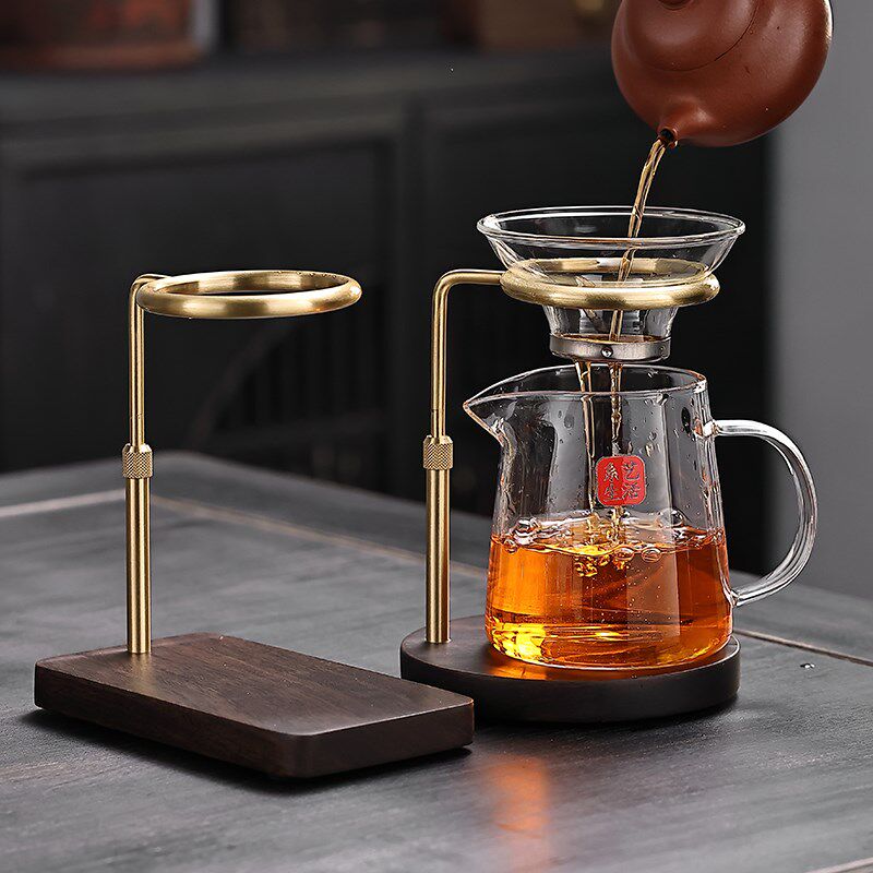黑檀泡茶支架玻璃公道杯易泡架懒人冲茶器架子茶漏茶具茶滤零配件