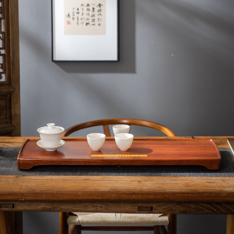 花梨木茶盘实木整块大号茶台排水式家用茶托盘中式客厅功夫茶具