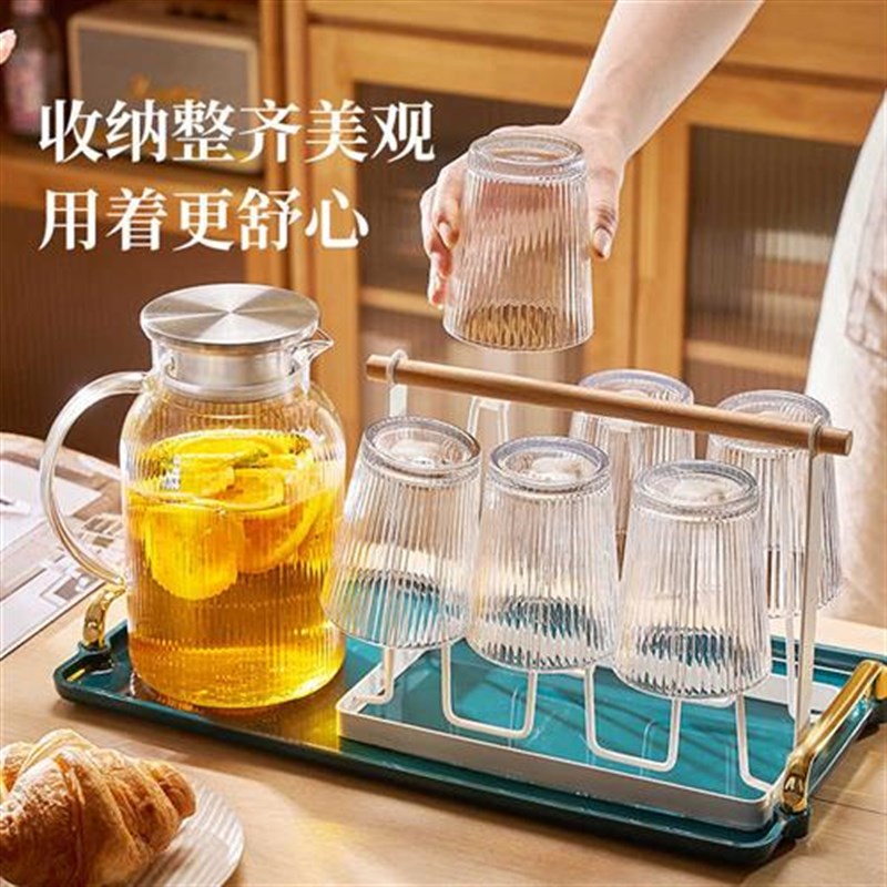 冷水壶玻璃耐高温家用大容量泡茶套装白开水杯耐热茶壶扎壶凉水壶