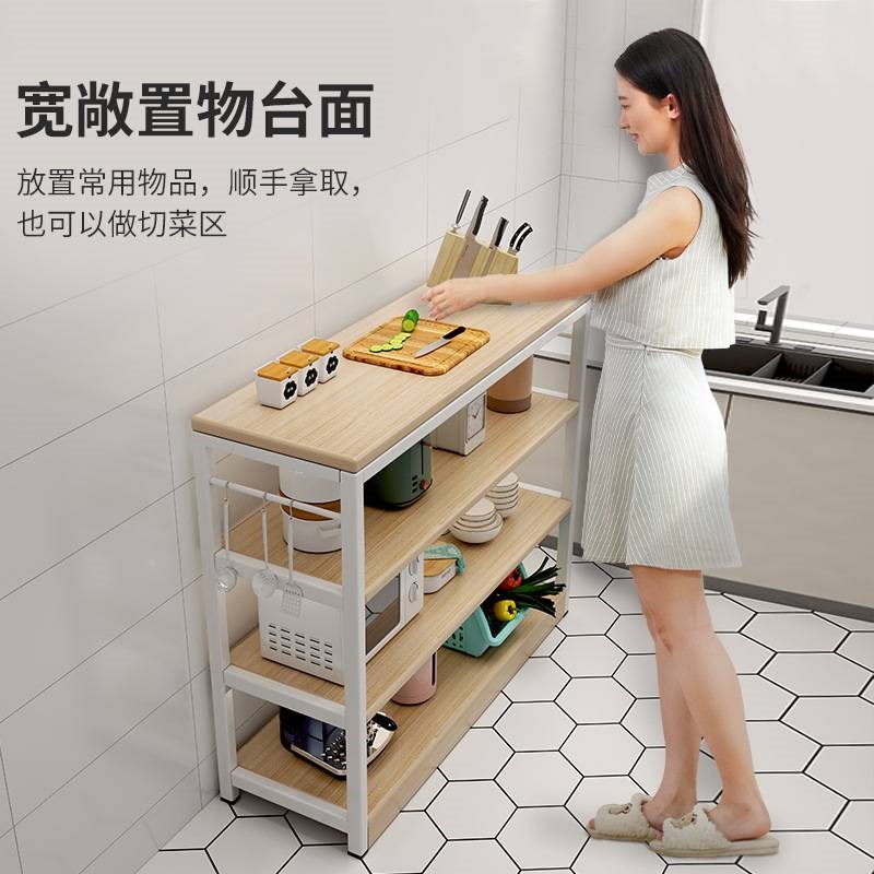 厨房置物架落地式多功能家用收纳微波炉烤箱带碗碟柜子大储物层架