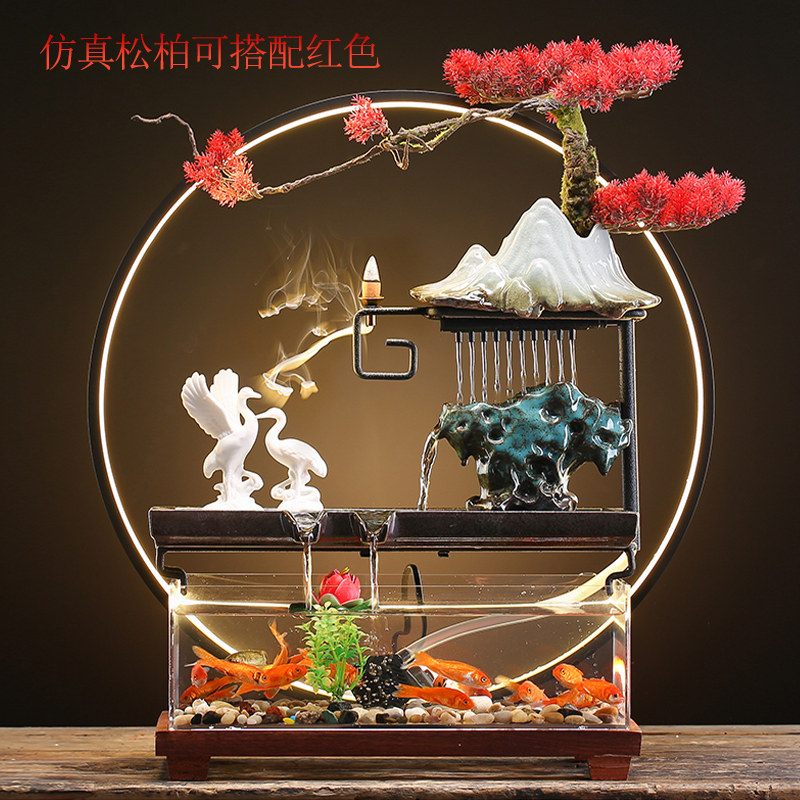 鱼缸流水摆件循环水客厅小型桌面办公室生财造景喷泉乔迁开业礼品